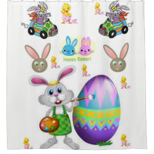 niños easter conejita cortina de ducha blanca