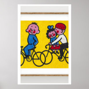 Niños en bicicleta - Impresión de caja de cerillas