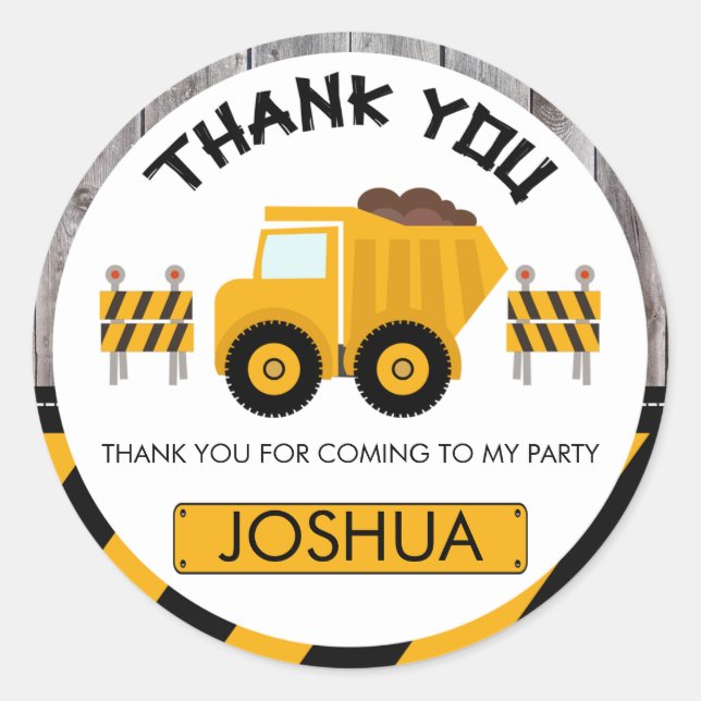 Niños en construcción Pegatina de cumpleaños a fav (Anverso)