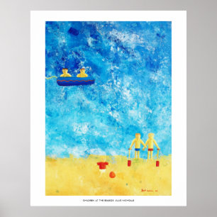 Niños en la Costa Contemporánea Impresión de Arte