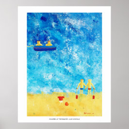 Niños en la imprenta de arte contemporáneo junto a