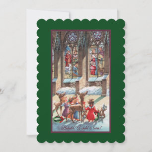 Niños En La Ventana De La Iglesia Navidad