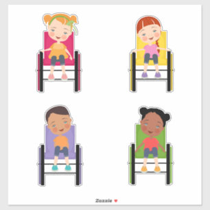 Niños en silla de ruedas Pegatinas 1