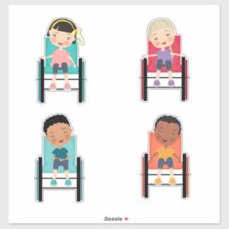 Niños en silla de ruedas Pegatinas 2