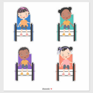 Niños en silla de ruedas Pegatinas 3