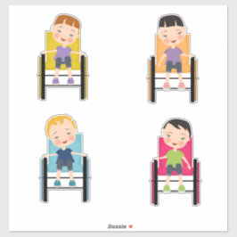 Niños en silla de ruedas Pegatinas 4