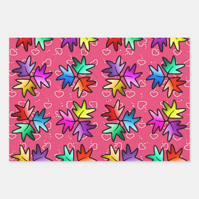 Niños envolviendo papel de hojas de corazón  (Anverso)