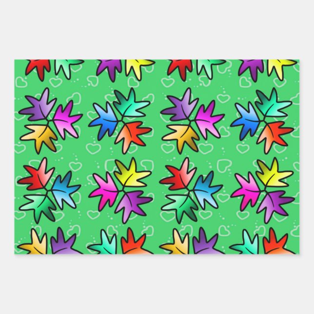 Niños envolviendo papel de hojas de corazón  (Anverso)