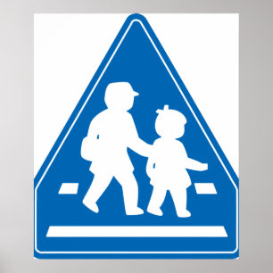 Niños escolares cruzando >> Señal de tráfico japon