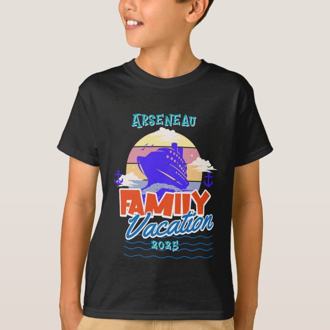 Niños Familia Cruise Black Personaliza la camiseta (Anverso)