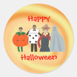 Niños felices de Halloween en Pegatinas de disfrac