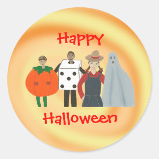 Niños felices de Halloween en Pegatinas de disfrac