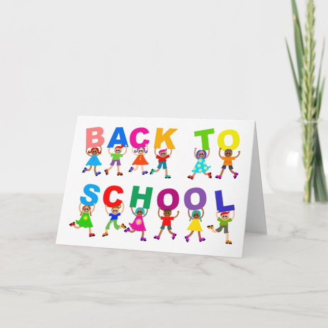 Niños felices volviendo a la Invitación escolar (Anverso)