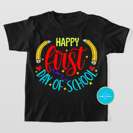 Niños Feliz Primer Día De Camiseta Escolar