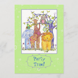 Niños Fiesta de cumpleaños Invitación Zoo Animales