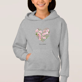 Niños Florales De Corazón Rosa Pullover Hoodie