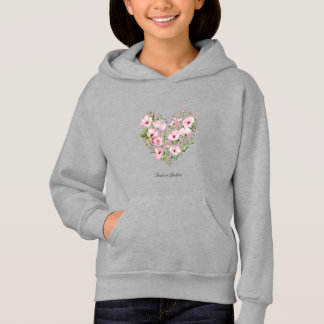 Niños Florales De Corazón Rosa Pullover Hoodie