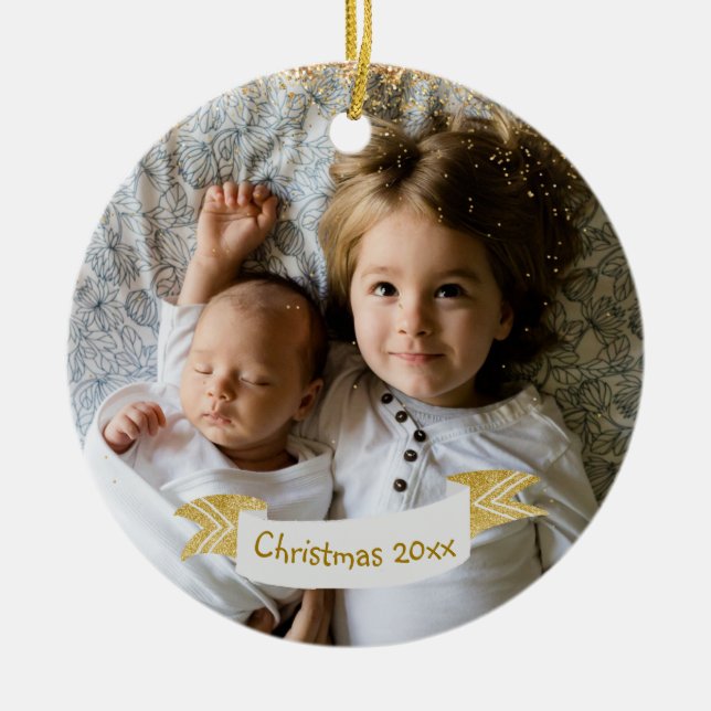 Niños Foto Ornamento De Navidad Con Año (Frente)