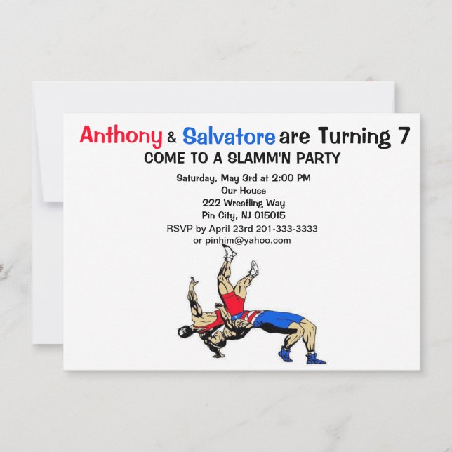 Niños gemelos luchan contra la invitación al cumpl (Anverso)