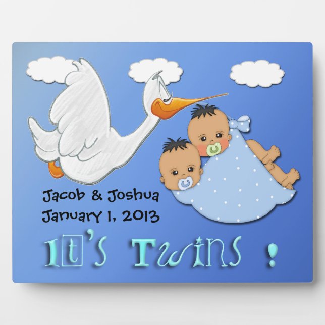 Niños gemelos - Tirar la placa de Keepsake con la  (Frente)