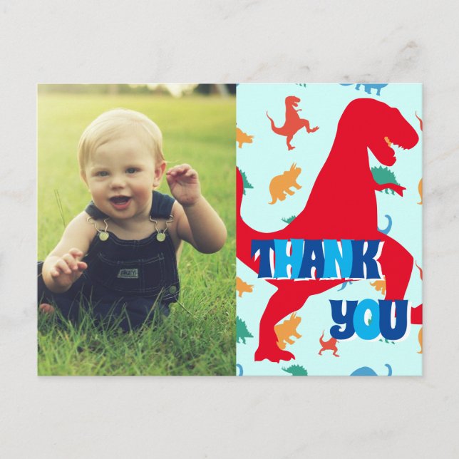 Niños Gracias Postales de Dinosaurios (Anverso)