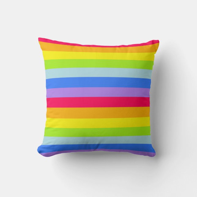 Niños gráficos rainbow stripes almohada colorida (Anverso)