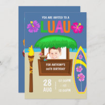 Niños hawaianos Fiesta Luau añaden foto invitación