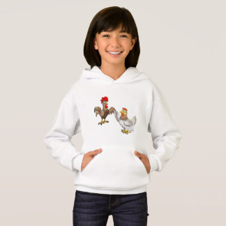 Niños Hoodie con una gallina y un gallo