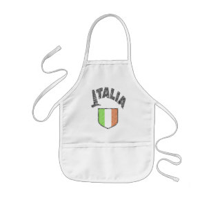 Niños italianos que cocinan el delantal