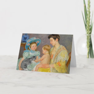 Niños jugando con un gato   Tarjeta Mary Cassatt