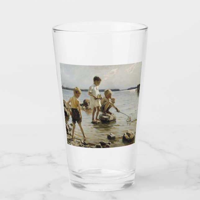 Niños jugando en la costa (por Albert Edelfelt) (Anverso)