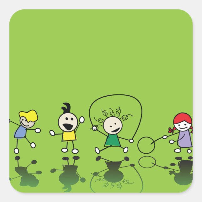 Niños jugando Pegatinas (Anverso)