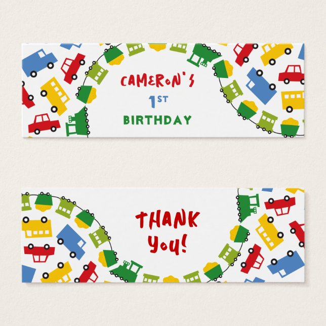 Niños Juguetes Transporte Cumpleaños Fiesta de reg (Anverso y reverso)