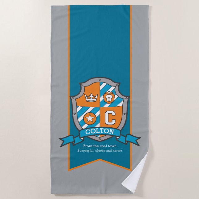 Niños knight protector gris colton letra c toalla  (Anverso)