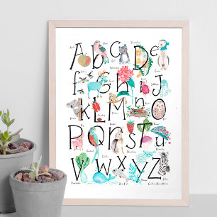Niños lindos ABC Alfabeto   Arte para pared de niñ