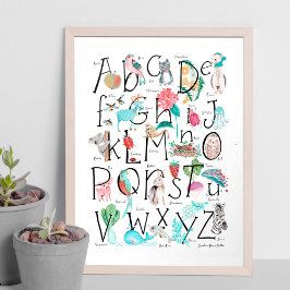Niños lindos ABC Alfabeto | Arte para pared de niñ