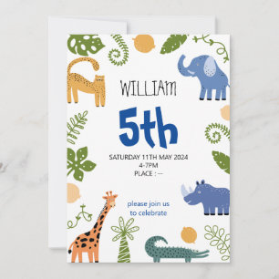 Niños lindos animales Niños Cumpleaños Tarjeta de