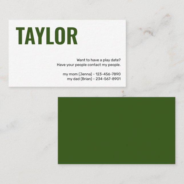 Niños Llamando a tarjeta de llamadas Jugar fecha R (Anverso / Reverso)