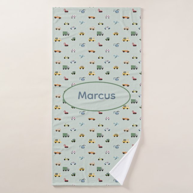 Niños Monograma del patrón del coche de transporte (Toalla de baño)