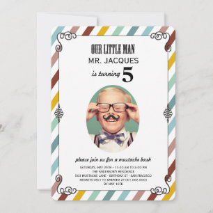 Niños Mustache Invitación a la fiesta de cumpleaño