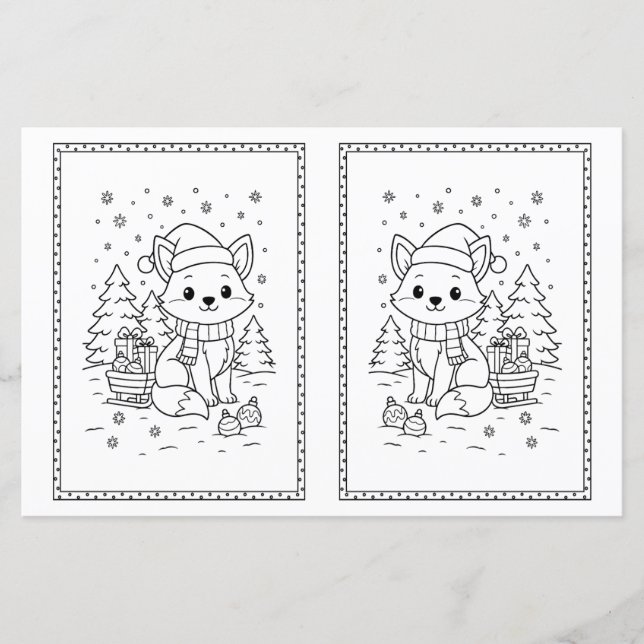 Niños Navidades Colores Página Bebé Fox (Anverso)