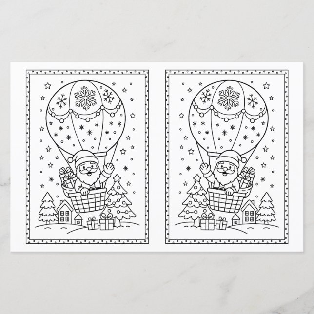 Niños Navidades Colores Página Santa Aire Globo (Anverso)