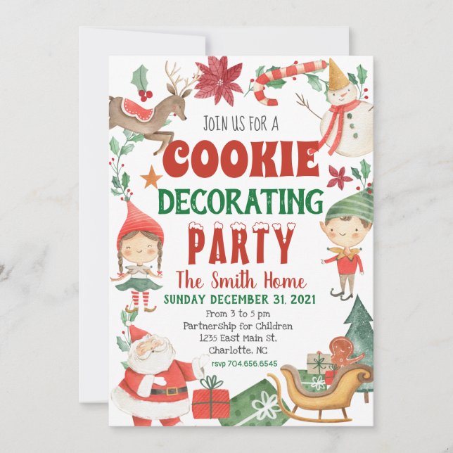 Niños Navidades cookies decoran la invitación a la (Anverso)
