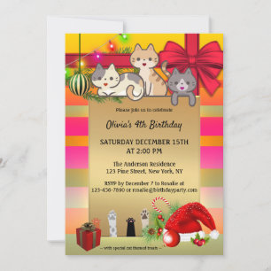 Niños Navidades de gatos educados Invitación a fie