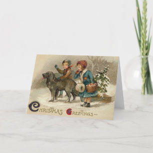 Niños Navidades de Victoria y tarjeta de saludo de
