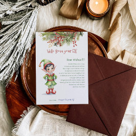 Niños Navidades Elf Boy Hola Carta Invitación