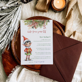 Niños Navidades Elf Boy Hola Carta Invitación
