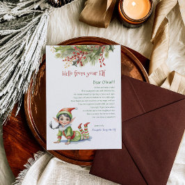 Niños Navidades Elf Chica Hola Carta Invitación