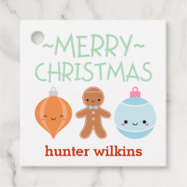 Niños Navidades Pastel Iconos Favor Etiqueta