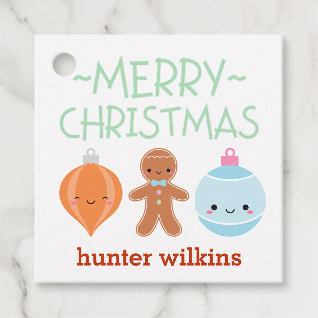 Niños Navidades Pastel Iconos Favor Etiqueta (Anverso)